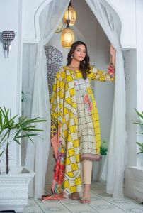 Ladies Yellow Designer Kurti Pant Dupatta Set