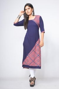 Navy Blue Casual Wear Printed Kurti