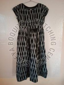 Navy Buse Ikkat Cotton  Frock