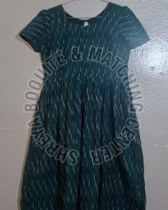 Black Knee Length Printed Ladies Frock