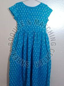 Blue Long Printed Ladies Frock