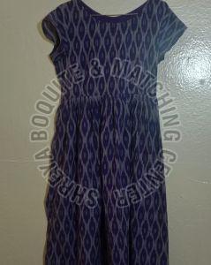 Dark Blue Georgette Printed Ladies Frock