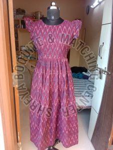 Pink Party Wear Printed Frock