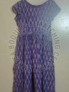 Purple Long Printed Ladies Frock