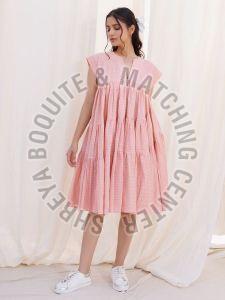 Short Sleeveless Printed Ladies Frock