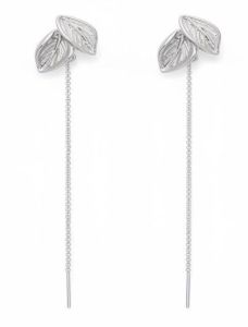 Elegant Silver Leaf Drop Earrings