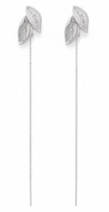 Elegant Silver Leaf Drop Earrings
