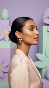 Gold Plated 18k Stacked Double Heart Stud Earrings