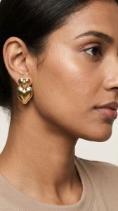 Gold Plated 18k Stacked Double Heart Stud Earrings