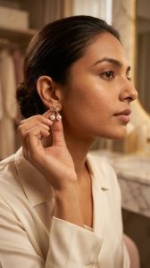 Gold Plated Bow Pearl Stud Earrings