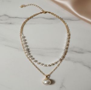 Gold Plated Pearl Pendant Necklace