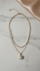 Gold Plated Pearl Pendant Necklace