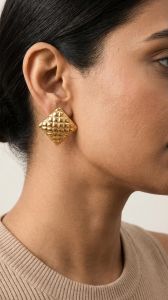 Gold Plated Square Stud Earrings