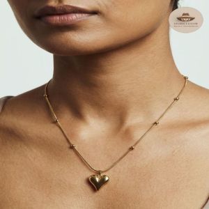 Gold Plated Stainless Steel Heart Pendant Necklace