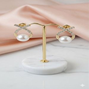 Golden Round Korean Stud Earrings
