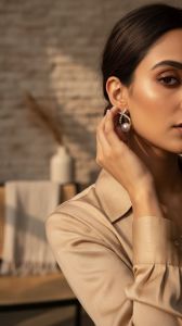 Golden Round Korean Stud Earrings