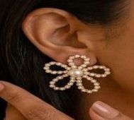 Pearl Flower Statement Earrings
