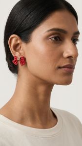 Red Nail Art Bows Shape Designer Earrings