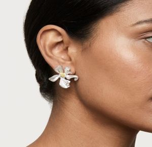 White Floral Stud Earrings