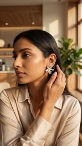 White Floral Stud Earrings