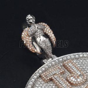 14K White Gold Plated Moissanite S925 King Cartoon Pendant