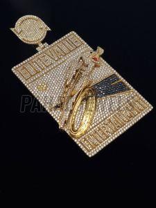 14K Yellow Gold Plated Moissanite S925 Hip Hop Style Pendant