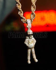 S925 18K Yellow Gold Plated and Pave Diamond Pendant