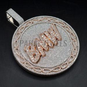 925 Sterling Silver Round Bmw Pendant