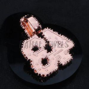 Custom Double Number Moissanite  Diamond Rose S925 Pendant