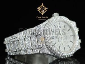 Fully Iced Out Round Moissanite Diamond Wrist Watch