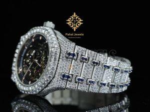 Fully Moissanite Diamond Studded Round Dial Men Watch
