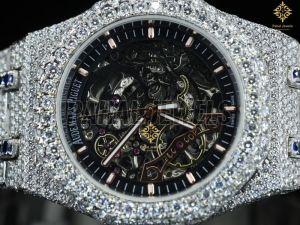 Fully Moissanite Diamond Studded Round Dial Men Watch