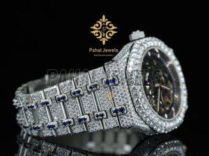 Fully Moissanite Diamond Studded Round Dial Men Watch