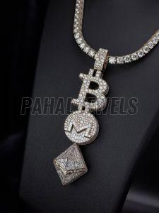 Iced Out Moissanite Initial Pendant
