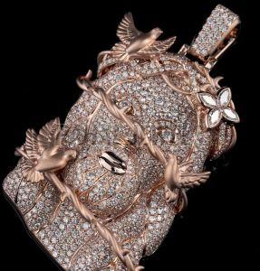 Jesus Face Rose Gold Hip Hop Style Pendant
