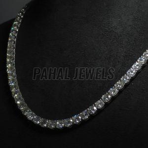 Moissanite Round Brilliant Diamond Tennis Necklace