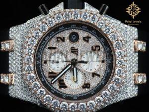 Leather Strap Iced Out Party Wear Watch