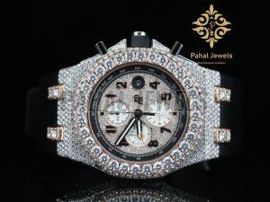 Leather Strap Iced Out Party Wear Watch