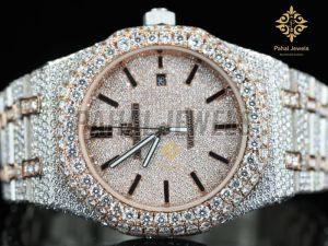 Moissanite Diamond Round Dial Watch for Men