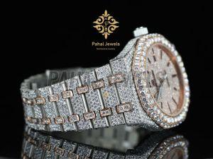 Moissanite Diamond Round Dial Watch for Men