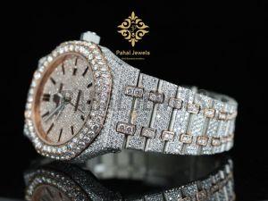 Moissanite Diamond Round Dial Watch for Men