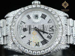 Moissanite Diamond Studded Steel Watch