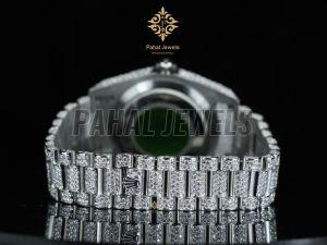 Moissanite Diamond Studded Steel Watch