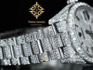 Moissanite Diamond Studded Steel Watch