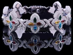 Multicolor Gemstone Clover Link Bracelet for Women