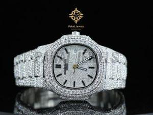 Real Moissanite Round Diamond Luxury Men Watch