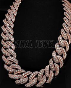 Rose Gold Plated Hip Hop Moissanite Diamond Cuban Chain