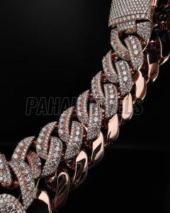 Rose Gold Plated Hip Hop Moissanite Diamond Cuban Chain