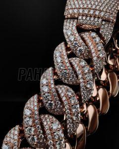 Rose Gold Plated Hip Hop Moissanite Diamond Cuban Chain