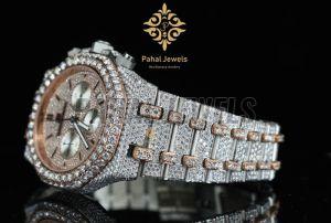 Round Diamond Look Moissanite Men Watch